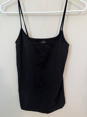 Black Spaghetti-Strap Camisole with Crown Detail